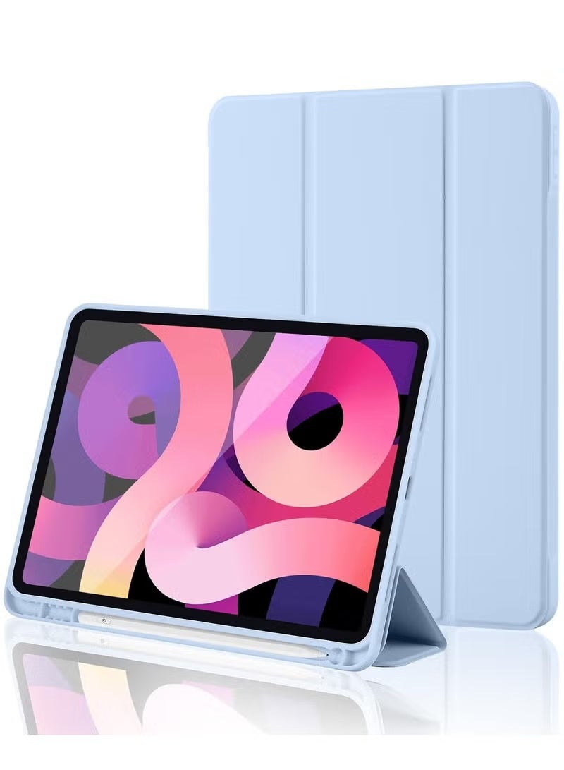 BLUMENIT iPad 10th Generation Case 2022 with Pencil Holder - Soft TPU Back Protective Smart Trifold Stand Cover for iPad 10.9 Inch (10th Gen), Auto Wake/Sleep - Sky Blue - Image 1